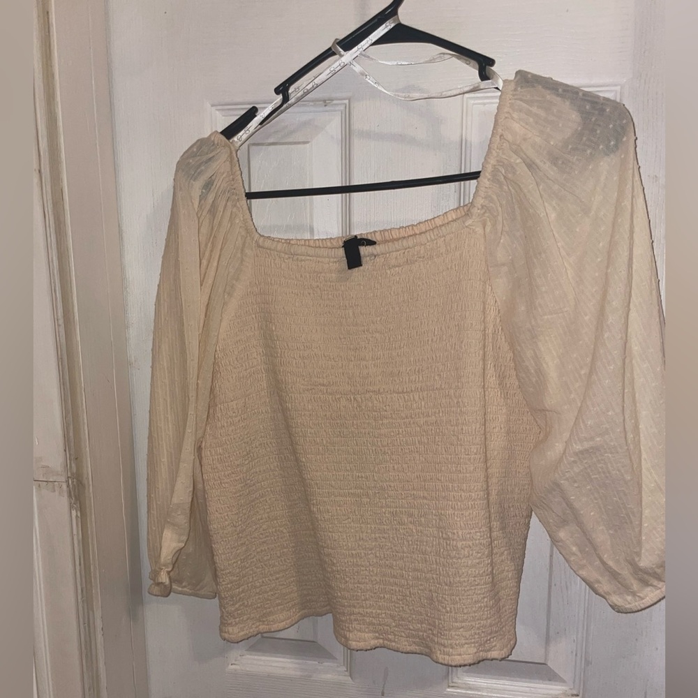 Jessica Simpson Cream Smocked Blouse